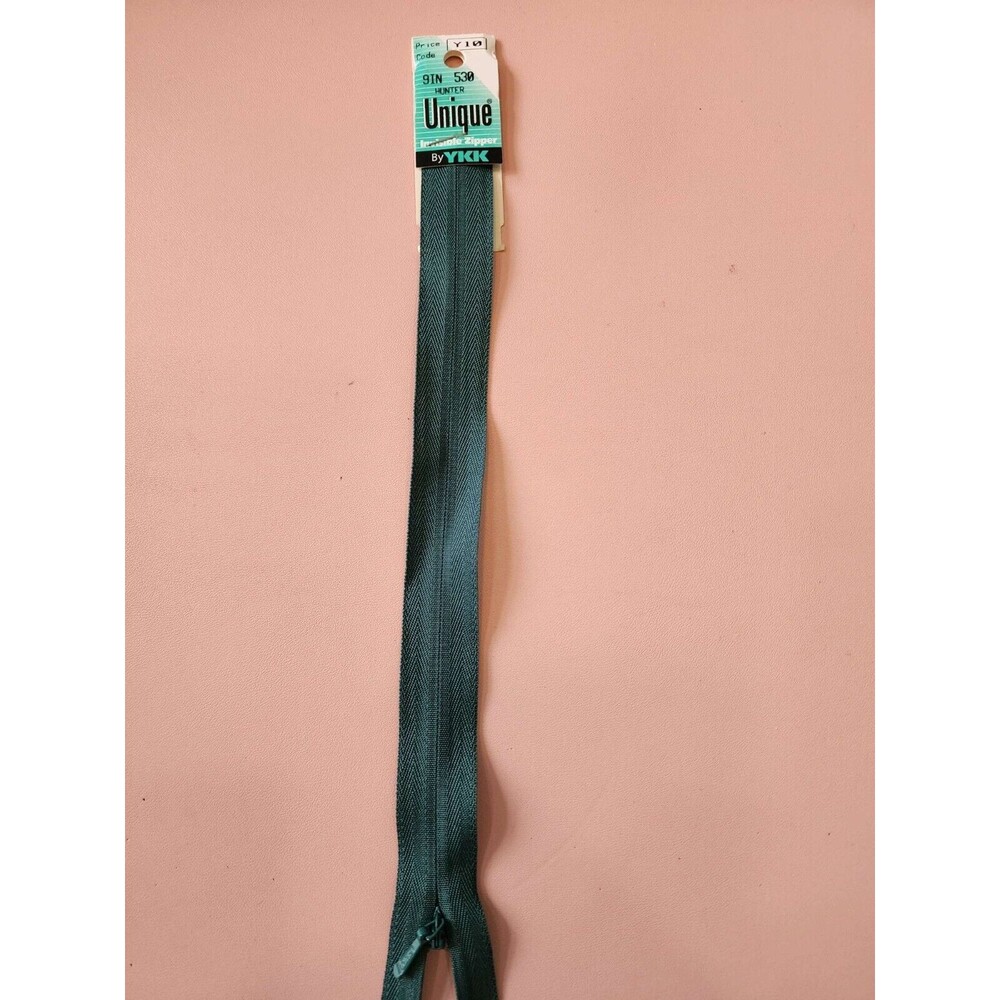 YKK New Unique Invisible Zipper 9in Hunter Color 530, ART 0309